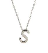 Charm Initial Letter S  925 Sterling Silver Necklace with Chain